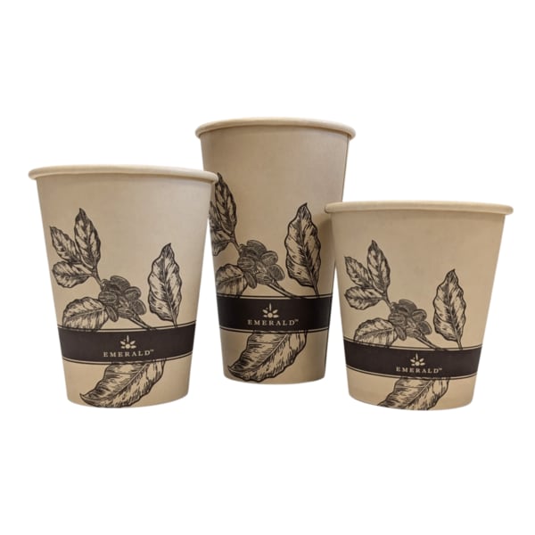 Three brown cups with leaf pattern